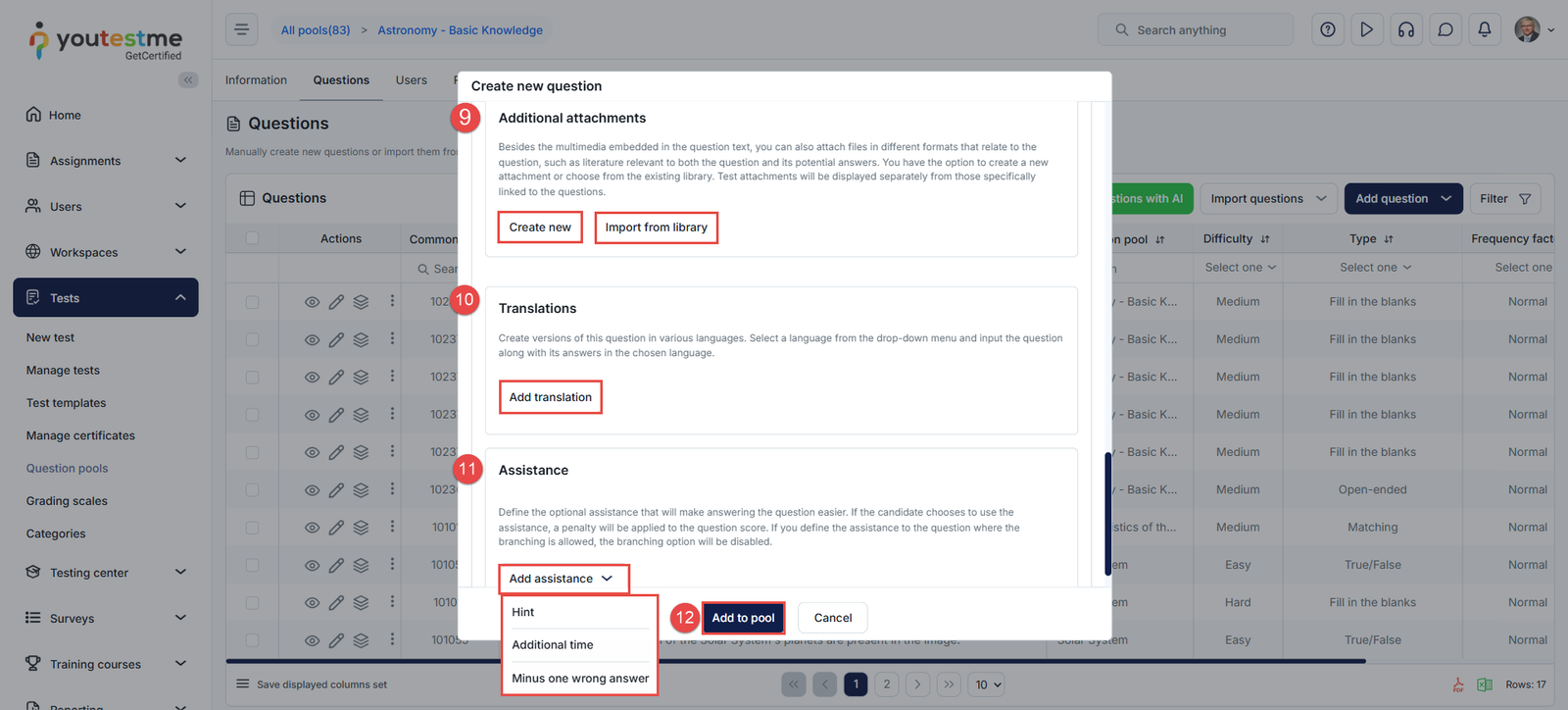 Assistance and hints