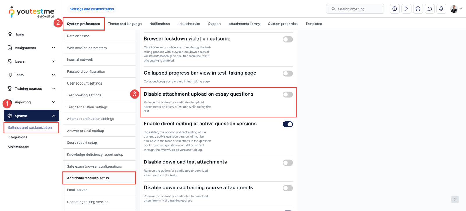 Allowing or Disabling File Uploads in Essay Questions