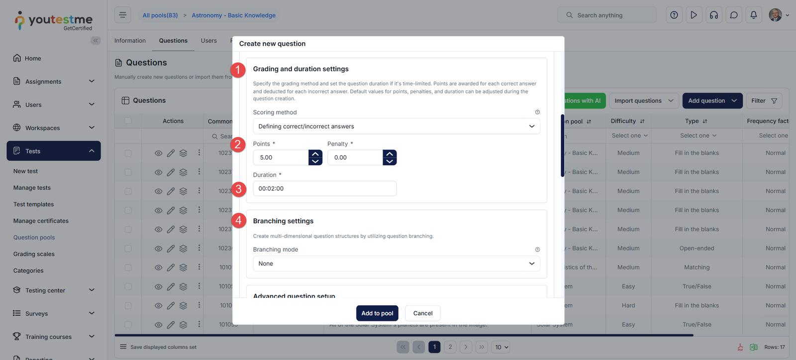 Question Grading settings