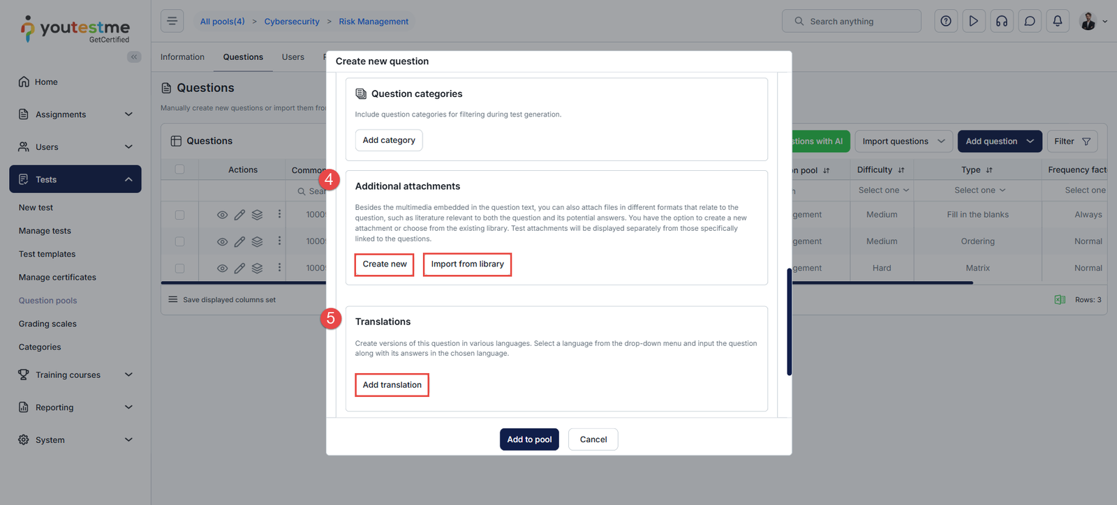 Question attachment and translation