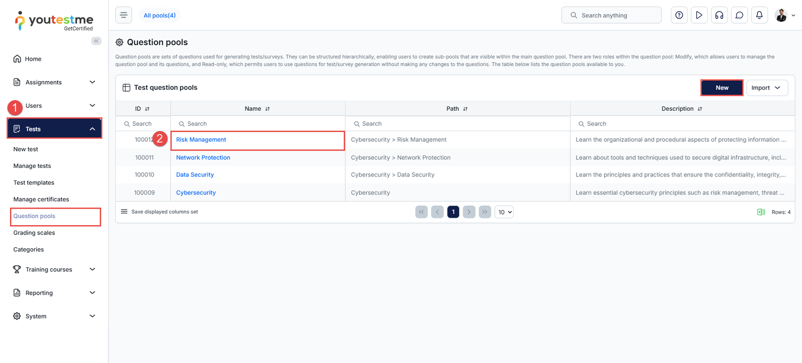 Question pools module