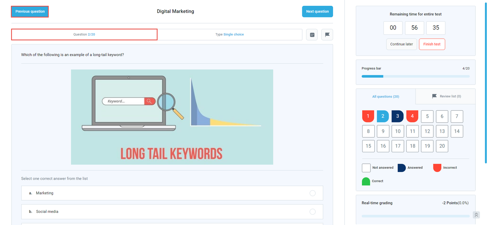 Real time grading - Change answers before submitting