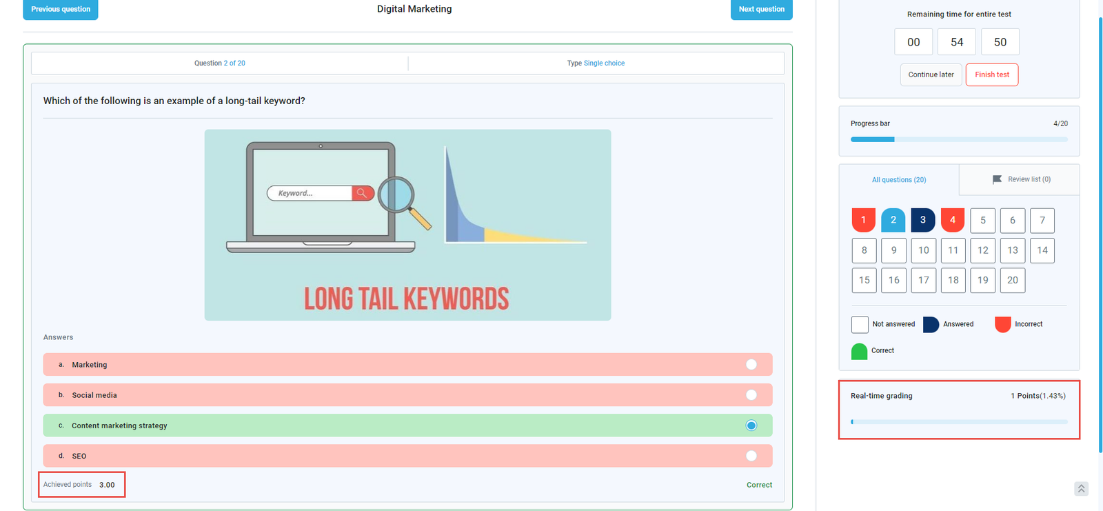 Real time grading - Submitted answer
