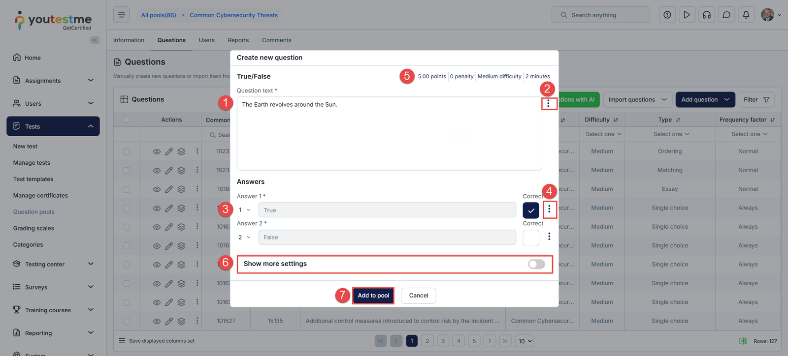 True or False question