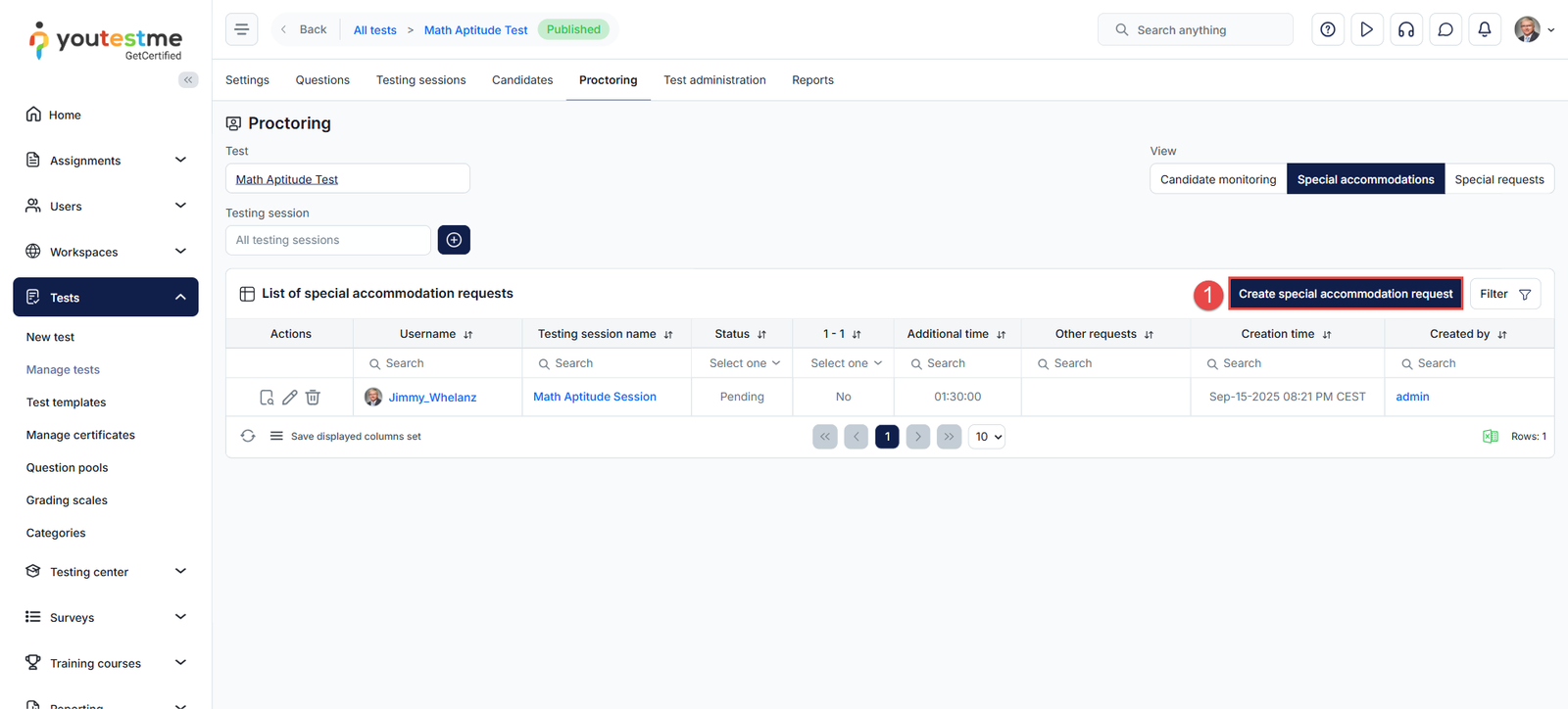 create a new accommodation request