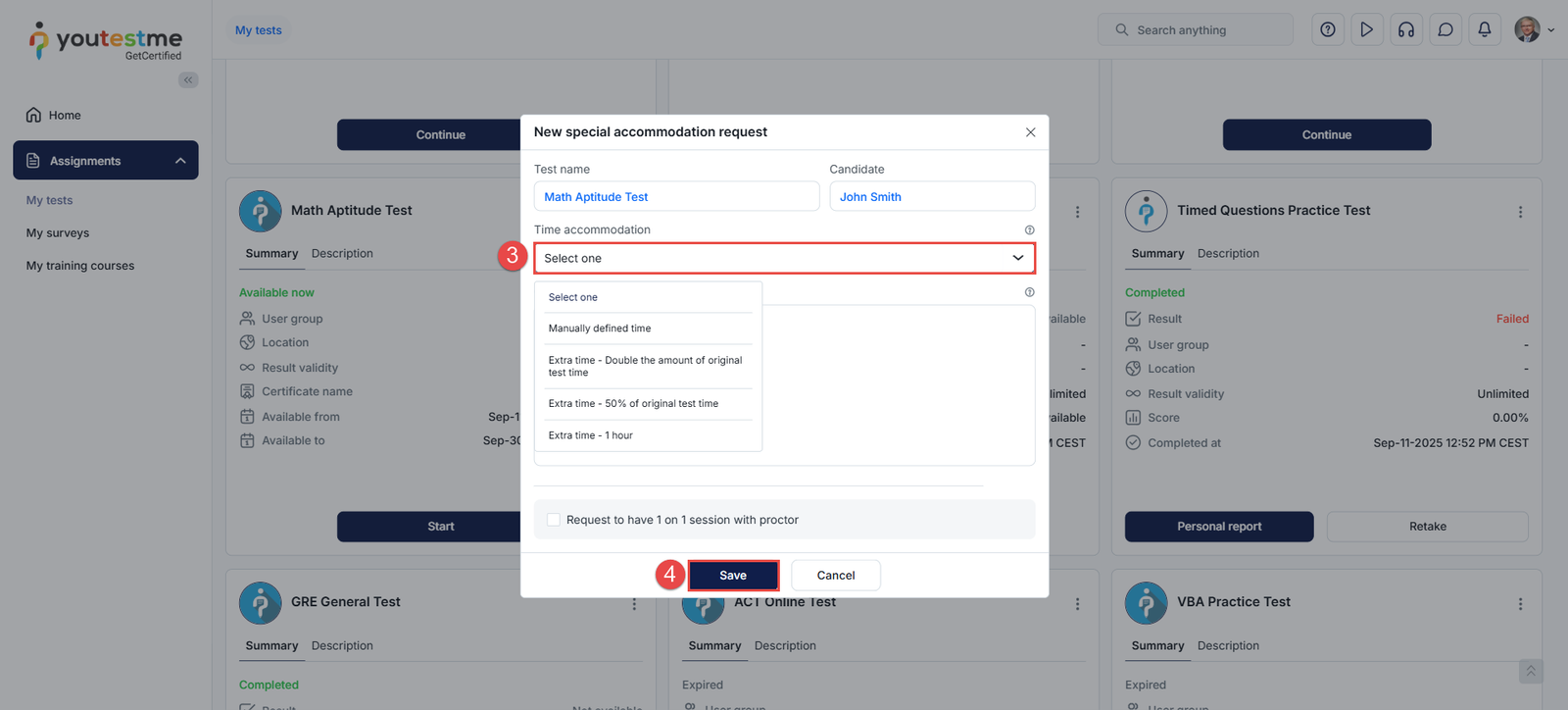request special accommodation type