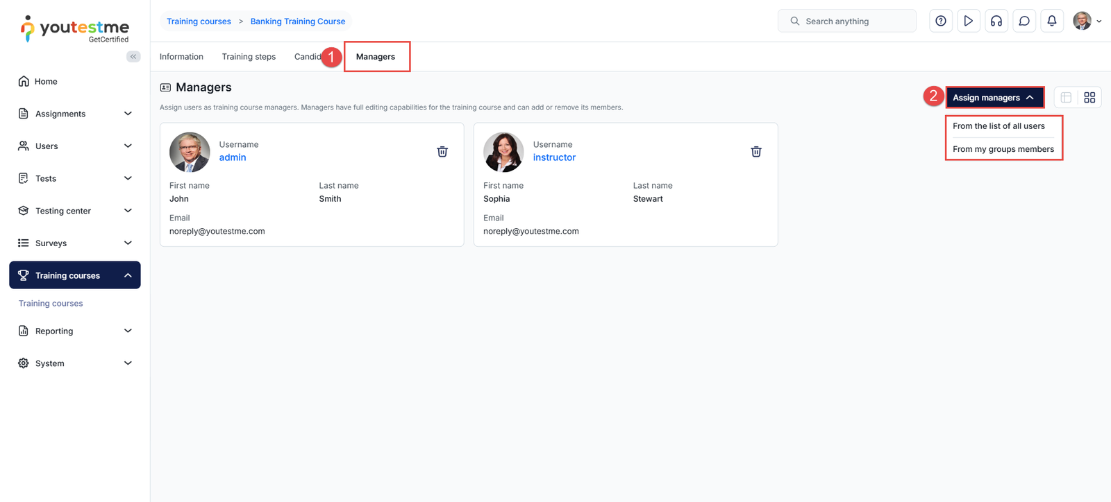 Training course managers