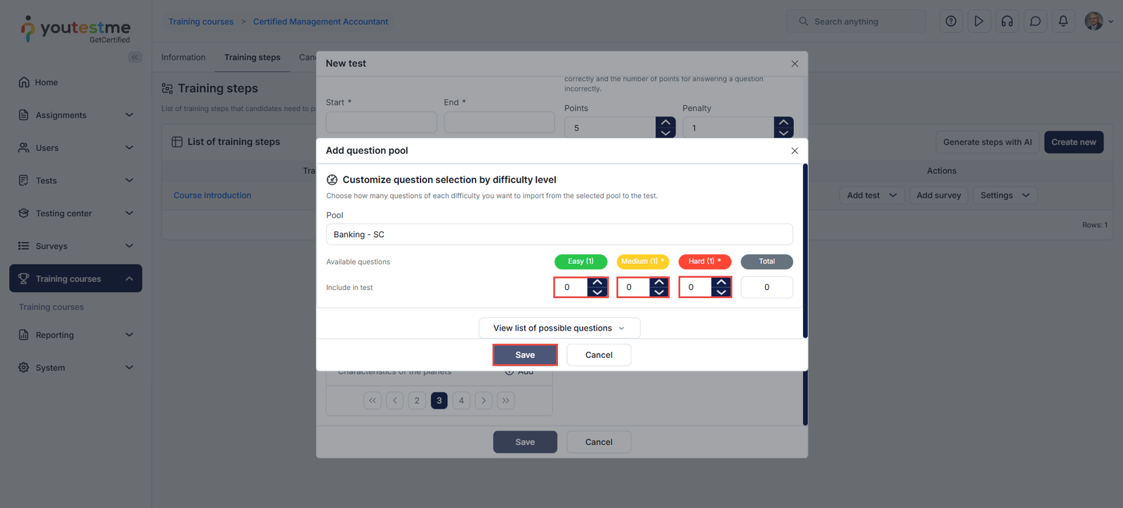 add question to the Ad-hoc test