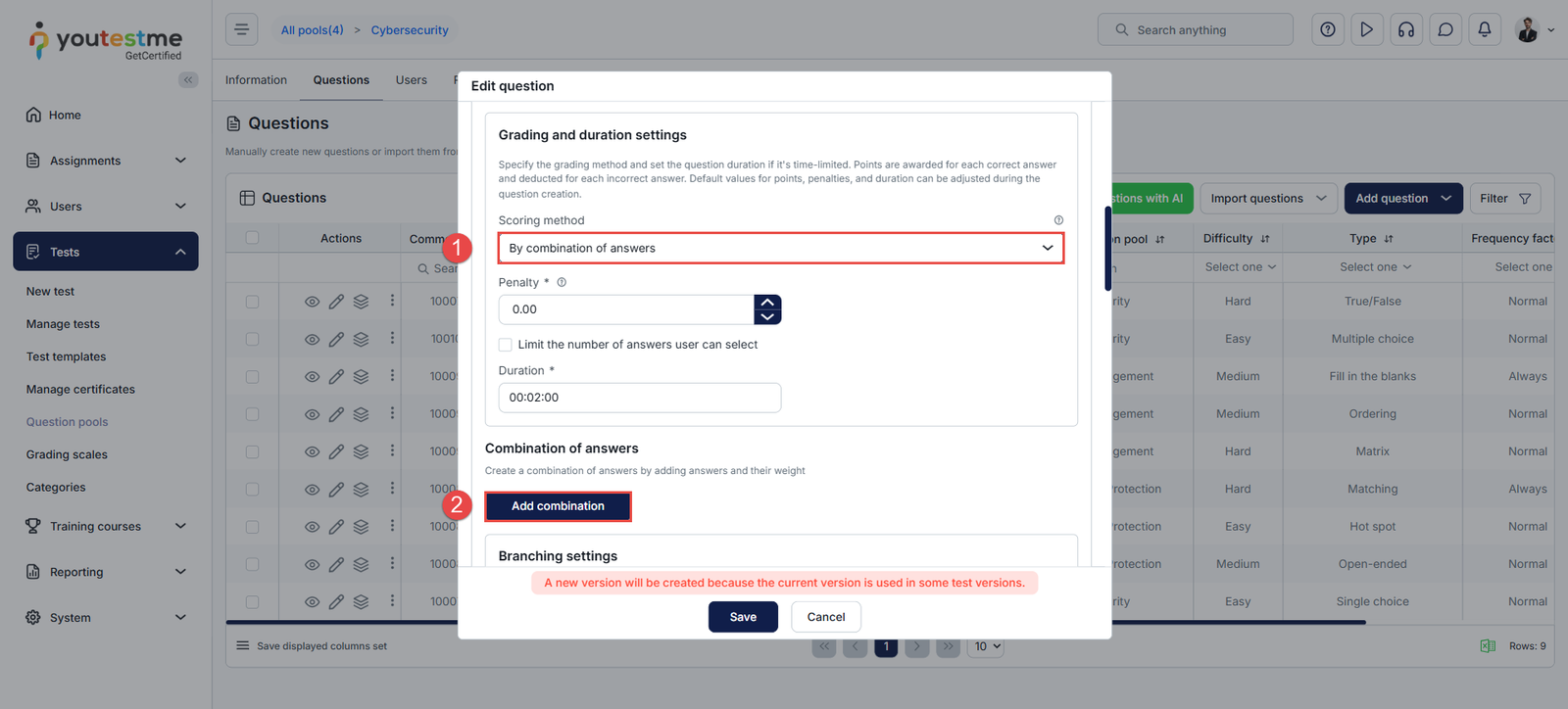 combination scoring method