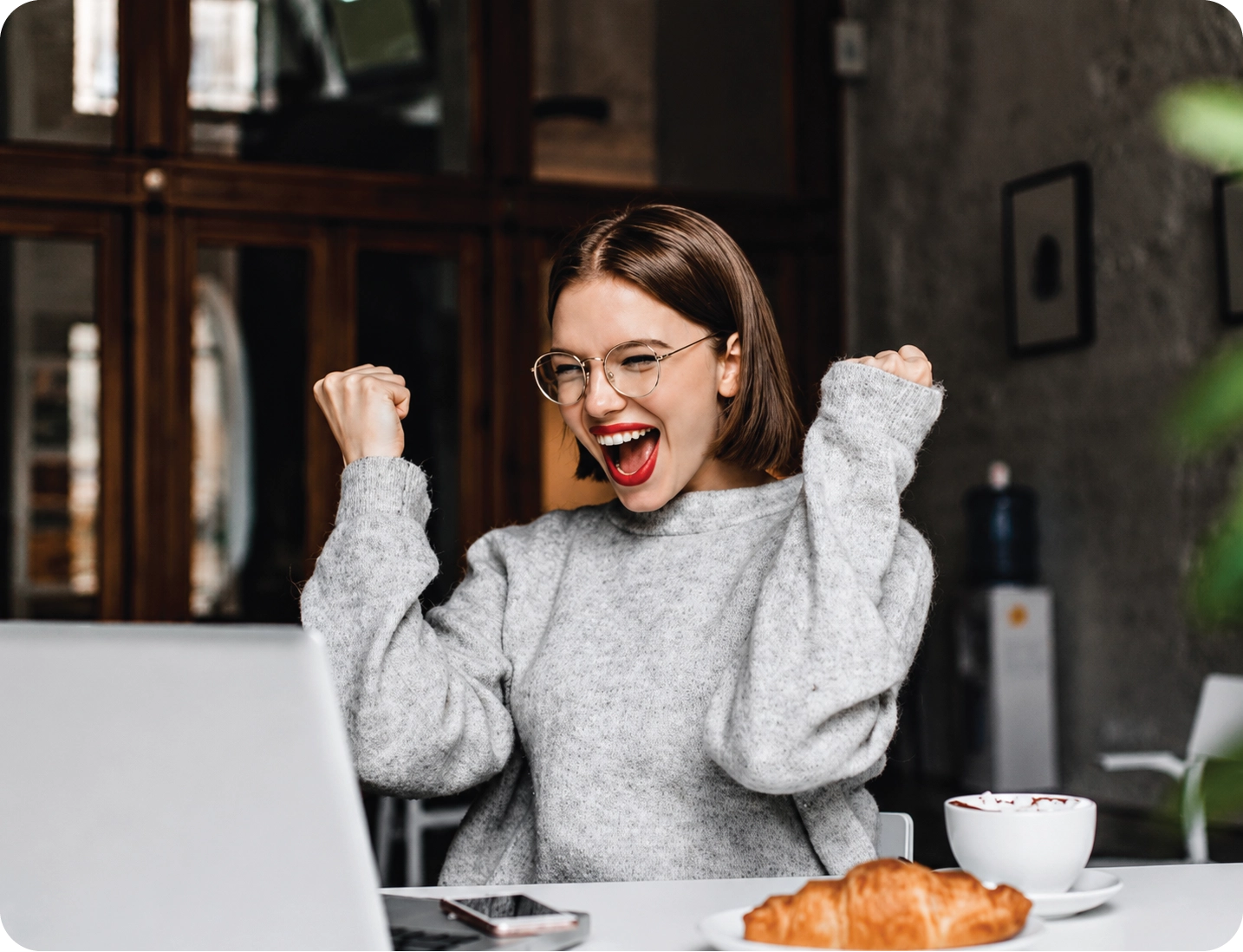 Happy test taker after completing an exam